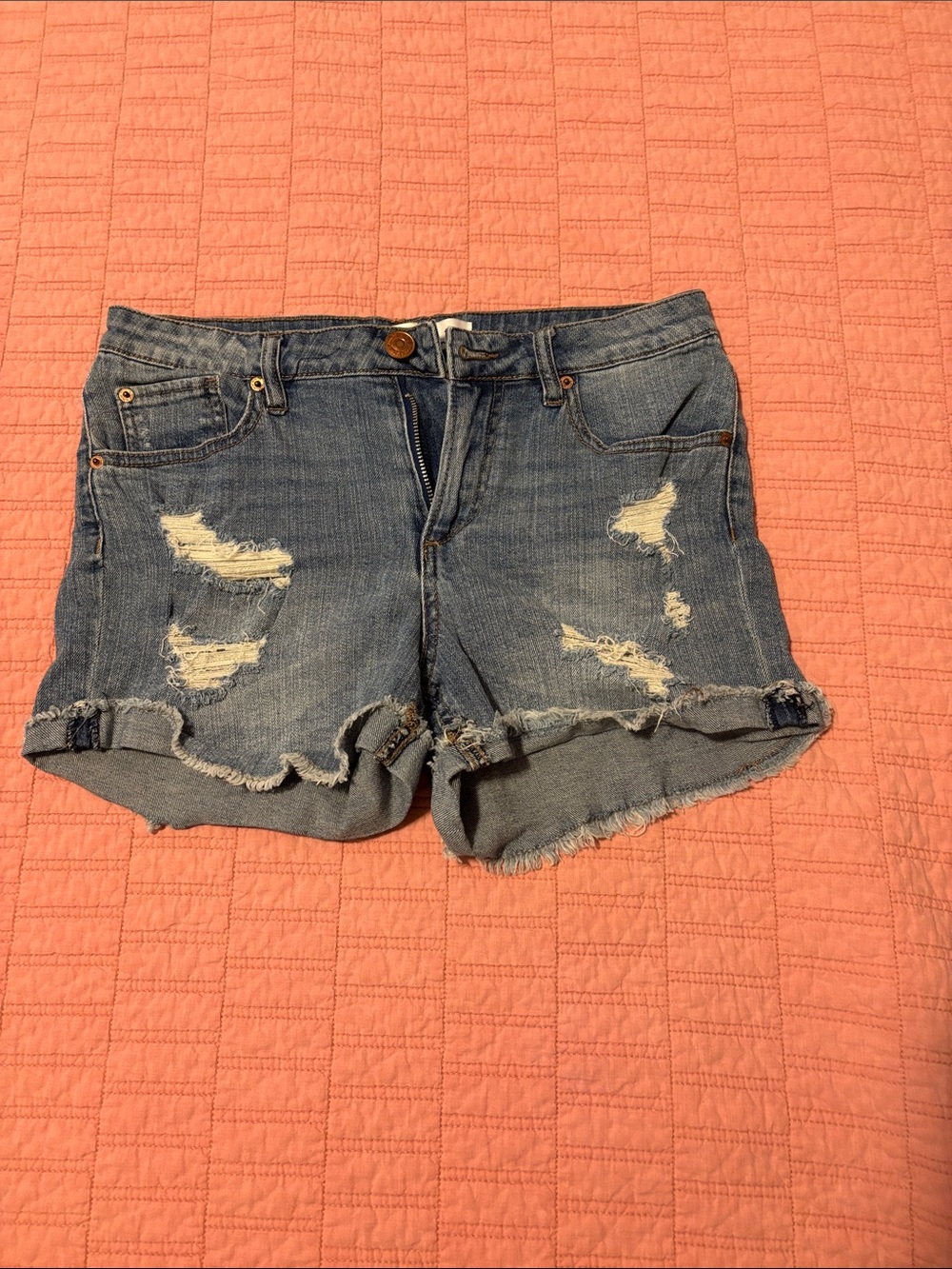 Almost Famous Distressed Denim Jean Shorts - Blue
